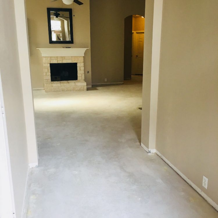 Hallway living room floor removed